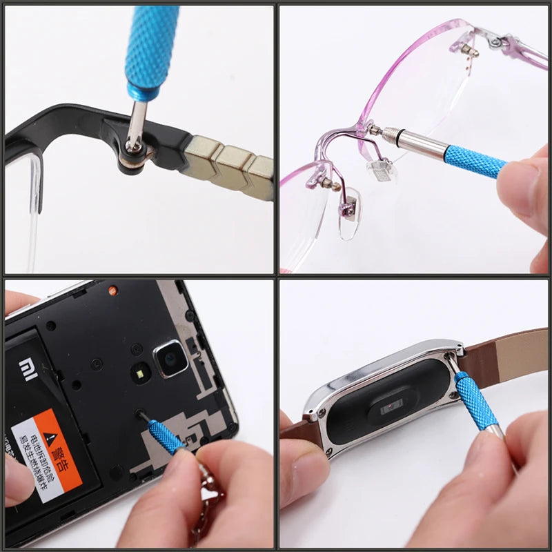 2Pcs Mini Glasses Screwdriver Keychain Set 5-in-1 Function Screwdriver Eyeglass Repair Kit for Glasses, Sunglasses