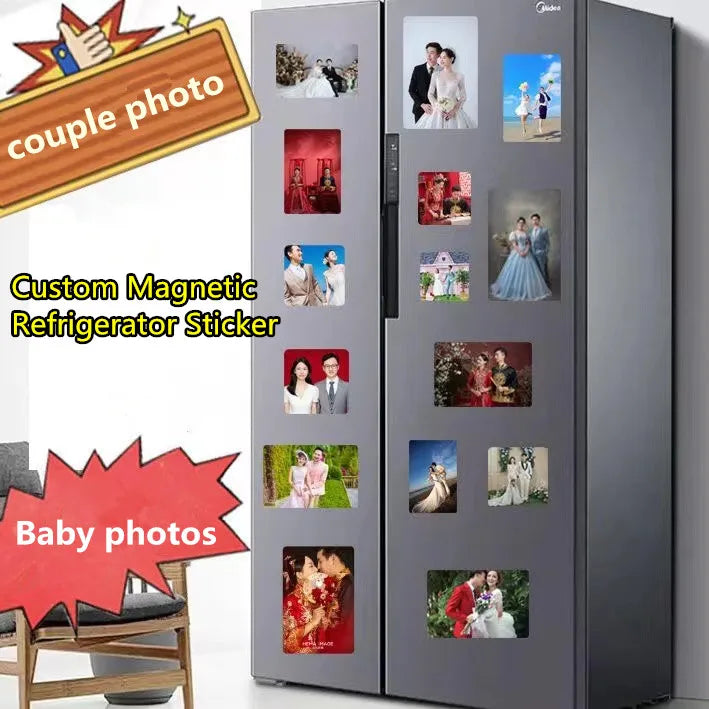 Customized photos Magnetic refrigerator sticker DIY creative baby photos Couple photos Landscape photos Customized Fridge magnet