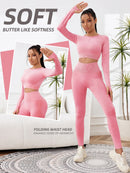 2 Pieces Sets For Women Wash Tie-dye Sports Sets Long Sleeved Round Neck Top Hight Waist Lift Hip Outdoors Leggings Sports Sets