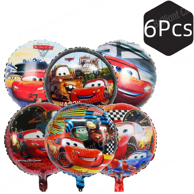 Disney Lightning McQueen Foil Balloons Set,Cars Birthday Decorations, Baby Shower, Race Car, Party Supplies, Gifts, 18Inch, 6Pcs