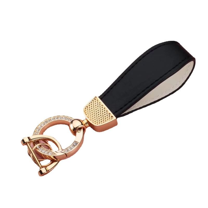 Luxury Metal Leather Car Key Chain Pendant Split Keychain Rhinestone Ring For Woman Man Girly Strap Fashion Keyring Accessories