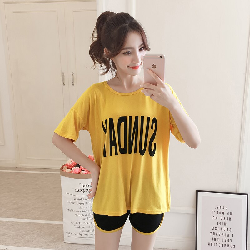 Hot sale Summer Shorts Pajama Sets for Women Short Sleeve Sleepwear Cute Girls Cartoon Pyjama Homewear Pijama Mujer Home Clothes