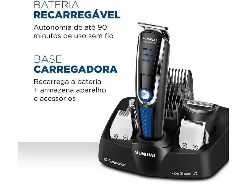 10 in 1 Mondial Super Groom Hair Trimmer-Bivolt