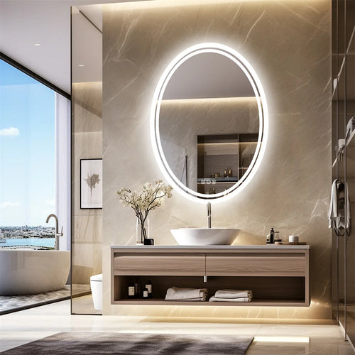 LUVODI 60x80cm Oval Bathroom Mirror LED Backlit Wall Vanity Mirror for Bathroom Bedroom Salon