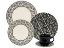 20 Pieces Round Ceramic Biona Beige and Black Donna Dining & Tea Apparatus