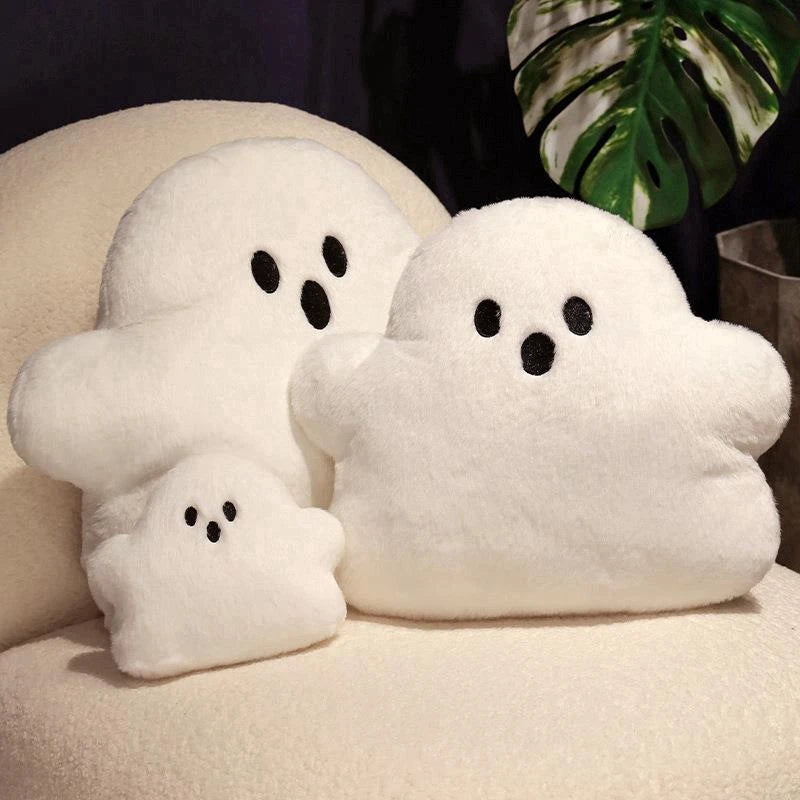 Kawaii White Cloud Ghost Pillow Halloween Plush Chair Back Stuffed Soft Sofa Cushion Children Party Gift Doll Home Bedroom Decor