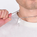 Retro Lightning Pendant Necklace For Men Gold Black Silver Color Necklaces Bolt Thunder Flash Charm Male Jewelry