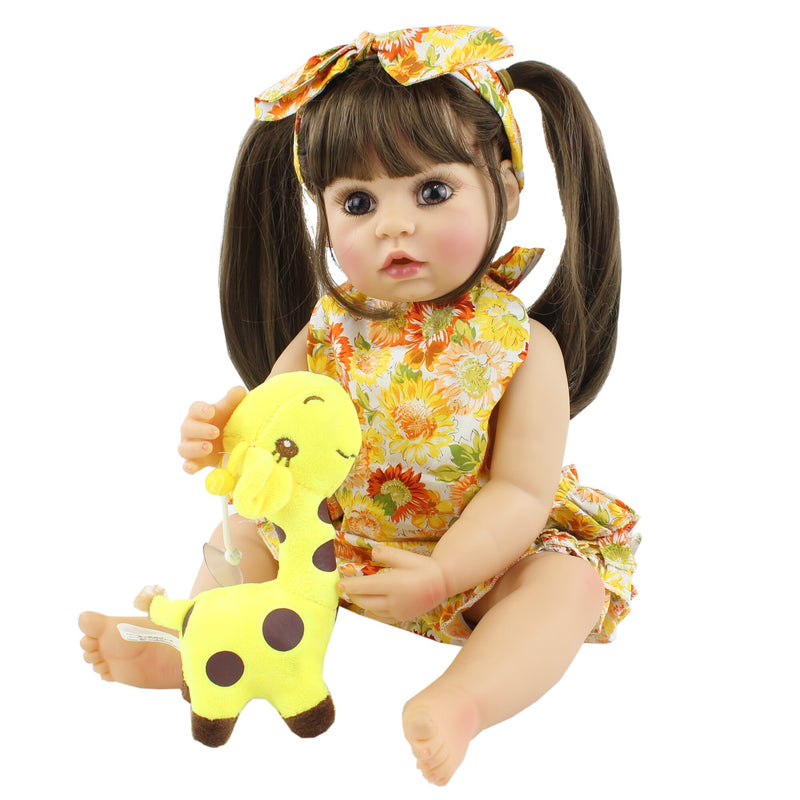 55cm Full Body Silicone Reborn Baby Doll Toy Realistic 22inch Vinyl Alive Babies Dress Up Princess Toddler Girl Birthday Gift
