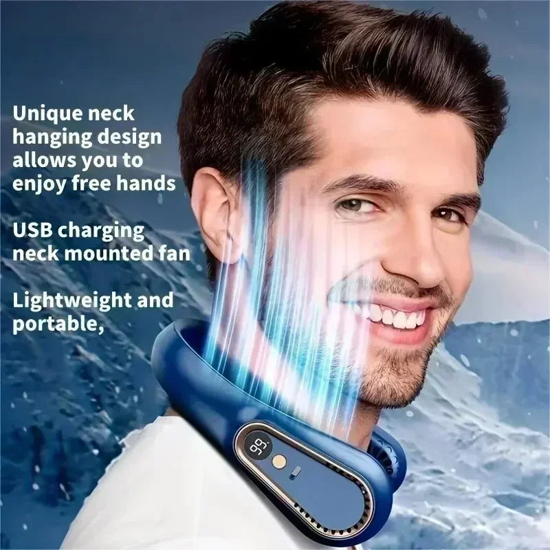 Ventilador Halter con carga USB, dispositivo pequeño portátil para estudiantes, oficina, deportes, pantalla Digital, nuevo