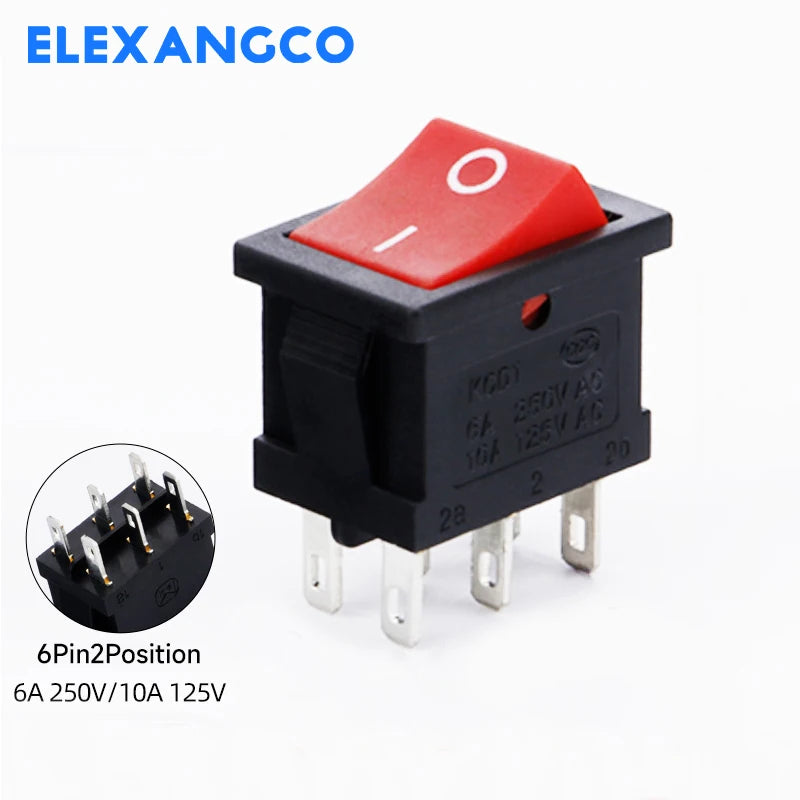 5 PCS/LOT 12Models KCD1 Series  21*15mm 3/4/6Pin Boat Car Rocker Switches 6A/250VAC 10A/125V AC With Red Green Lamp Switch