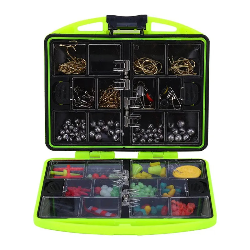 184pcs Outdoor Fishing Tool Set Box Fishing Beads Lure Bait Jig Hook Swivels Tackle With 24 Compartments Fishing Accessories Box