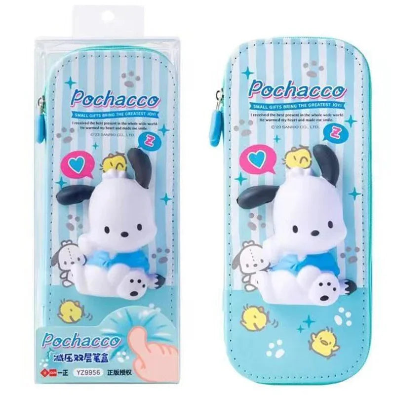 2023 Sanrio 3D Stationery Box Mymelody Kuromi Cinnamoroll Pochacco Squishy Stress Relieve Pencil Case Kids School Gift