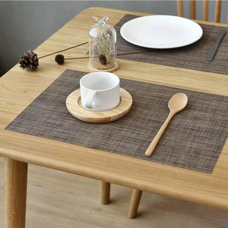 45*30cm Solid Color Household Dining Table Placemat Thickened Woven Pvc Placemat Red, Blue, Green, Black Gray, Brown, Beige