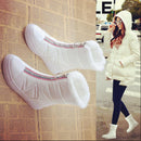 Thicken plush Waterproof Snow Boots Women's Short Boots Wild Joker White Botties Warm Botas Winter Shoes Black White Front Zip