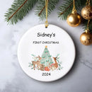 Personalised Custom Woodland baby girl boy first 1st Christmas holiday 2024 Ornament merry Xmas Tree decoration keepsake gift