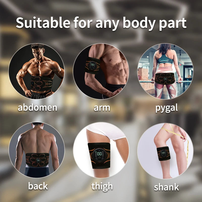 Abdominal Toning Belt EMS Muscle Stimulator Abs Trainer Muscle Toner USB Charge Body Shaping Slimming Lose Weight For Arm Back