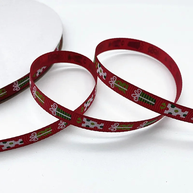 New 5 Yard 10 Mm Ribbed Christmas Ribbon Wedding Christmas Party Decoration DIY Craft Ribbon Card Gift Wrapping Supplies