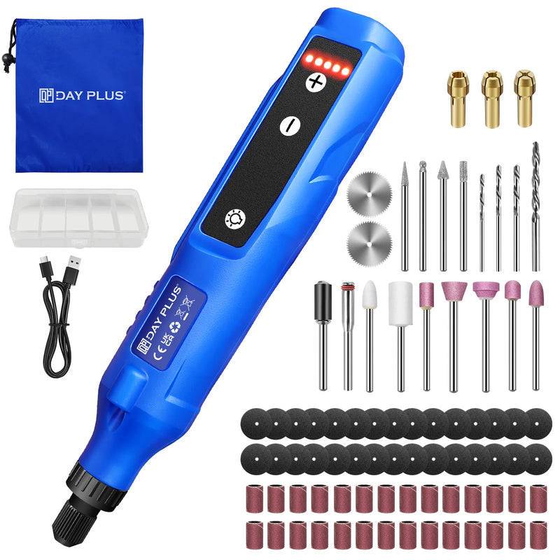 DayPlus Cordless Rotary Tool,1.5Ah 5-Speed, LED Power Multi Tool 80Pcs Accessories Kit for Carving, Polishing, Sanding, Drilling