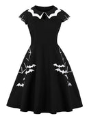 The Vespertine | Bat-Embroidered Vintage A-Line Party Dress