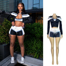 2025 Trending Summer Outfit Woman 3 Piece Set Fitted Tracksuit Color Block Sports Bra Jacket and Shorts Ladies Gym Workout Sets