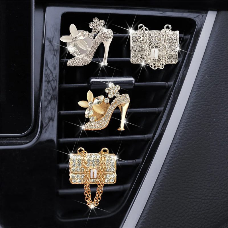 Car Air Freshener Auto Outlet Perfume Clip Bling Car Accessories Purse High Heel Car Scent Diffuser Car Decoration For Girls