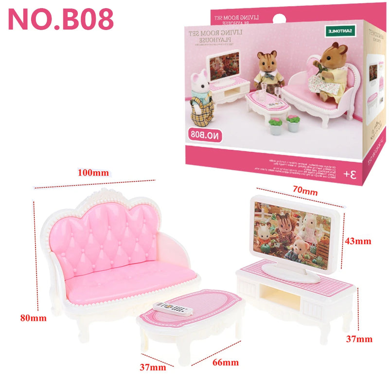 1:12Dollhouse Miniature Furniture Toys Set DIY Forest Family Kids Girls Pretend Play Furniture Toys Gift for Christmas Birthday