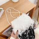 White Feather Handbag Women&