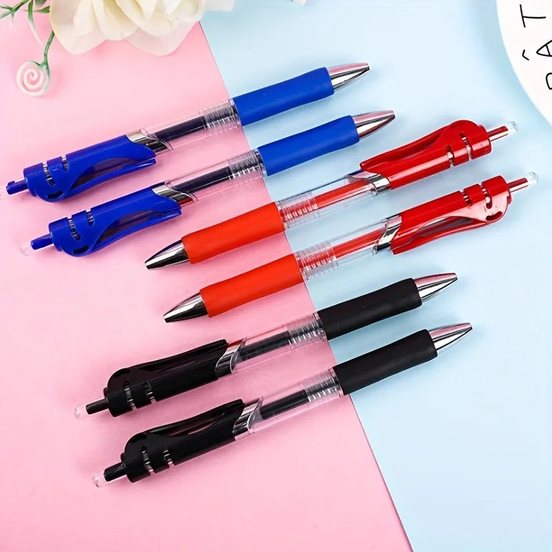 8pcs/set 0.5mm Retractable Gel Pen,Black, Red,Blue Ink Kawaii Ballpoint Pen for Writing,Office and School Supplies Stationery