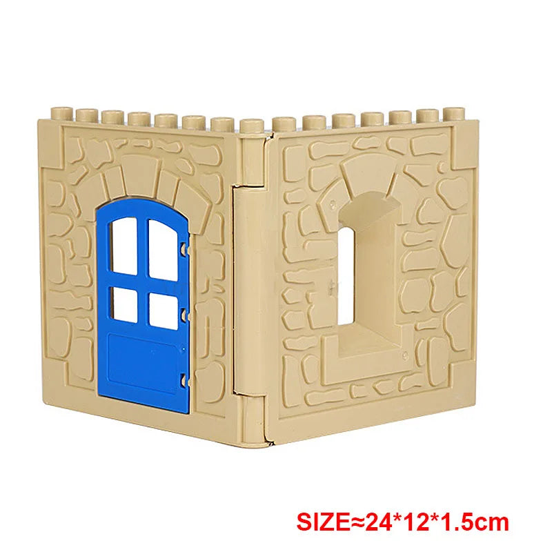 Large Building Block Assembly Accessories DIY Roof Wall Guardrail House City Farm Playground Series Set Gift Toys for Children