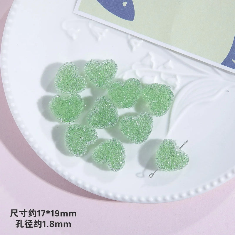 2024 Cute Ins Sugar Heart Beaded DIY Handmade Girl Earrings Jewelry Bead Bracelet Necklace Accessories Materials Gifts Girl