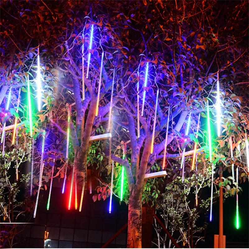 LED Christmas Meteor Shower Garland Festoon Holiday Strip Light Outdoor Fairy String Lights for Street Garden Decoration Navidad
