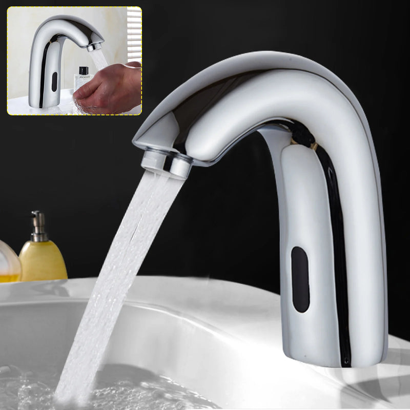 Touchless Sink Faucet with Inlet Water Pipe Water Tap Infrared Sensor Automatic Basin Bathroom