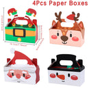4pcs Santa Snowman Christmas Candy Boxes Merry Christmas Decor For Home 2024 Xmas Gifts Box Navidad New Year Packging Bags