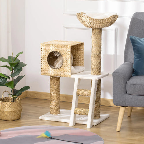 Pawhut Scratching Tree for Medium Cats Height 100.5cm with Cave Top Bed