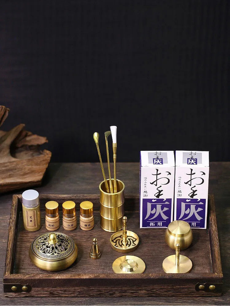 Incense Burner Set Brass Incense Fragrance Making Kit Incense Sealing Mold Incense Holder for Yoga Meditation Home Fragrance