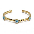 Lucky Eye Open Cuff Bangle Bracelet Gold Color Copper Multi Color Turkish Evil Eye Bangle for Women Girls Fashion Jewelry BD168