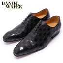 Luxuriöse italienische Leder-Abendschuhe für Herren, modisch, kariert, zum Schnüren, Schwarz Braun, Hochzeit, Büro, formelle Oxford-Schuhe für Herren