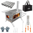 The Hearthkeeper | Portable Stainless Steel Tent Stove with 7-Pipe Chimney System