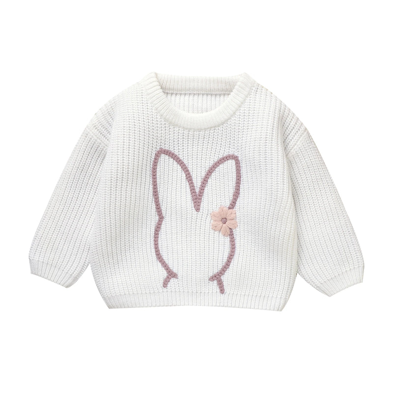 MISOWMNJOY Cute Bunny Knit Baby Girl Boy Sweater Kids Jumper Long Sleeve Easter Children Pullover Tops Toddler Clothing Knitwear