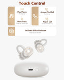 QCY Crossky C50 Clip On Earbuds Open Ear Wireless Bluetooth 6.0 Headphones 35H Playtime Earphones Comfortable for Fitness IPX5