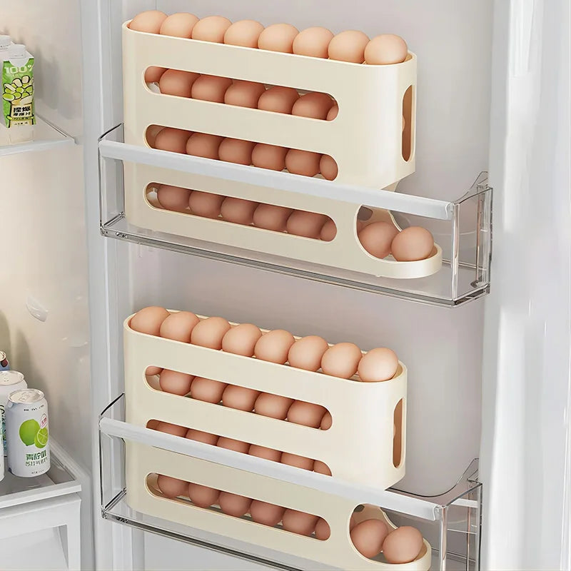 4 Layers Automatic Rolling Holder Rack Fridge Eggs Storage Box Refrigerator Container Kitchen egg Dispenser Fridge Egg Organizer