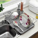 【Lifeideas】Self Draining Dish Dryer with Drainboard Counter Dish Drainer Kitchen Drying Rack for Countertop Kitchen