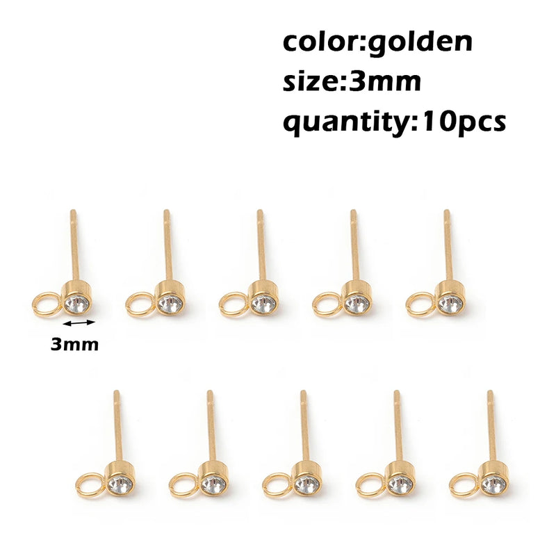 Stainless Steel Round Ball Post Earrings Stud Loops Earring Hooks Earplug  Fit Women DIY Earring Jewelry Making Christmas Craft