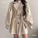 Plus Size New Korean Style Autumn/Winter Elegant Petitesuit Collar Medium-Length Woolen Women's Overcoat Jacket Fashionable M...
