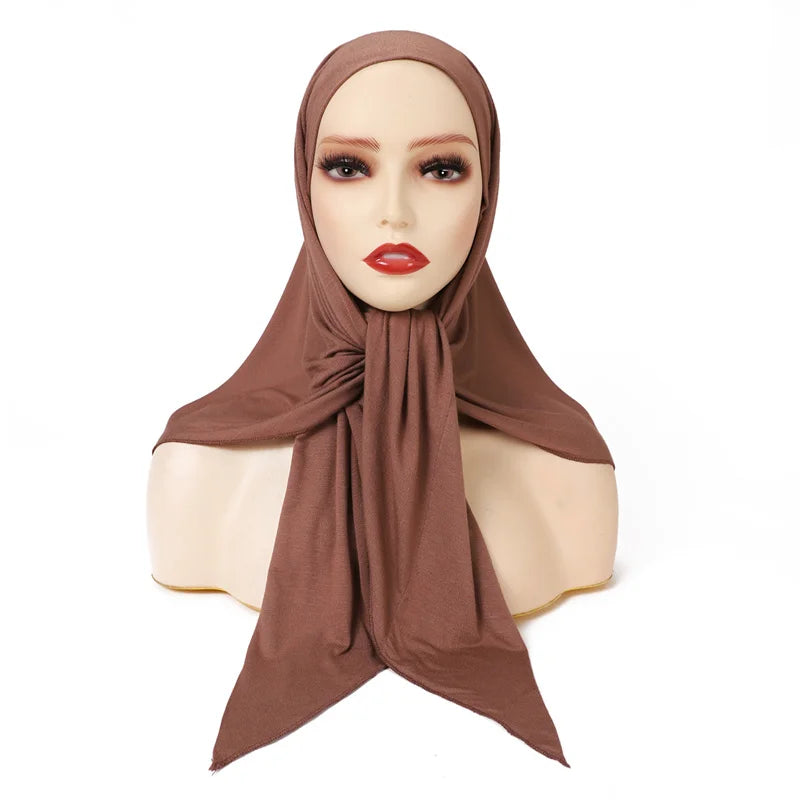 Ramadan Plain Solid Triangle Modal Jersey Hijab Winter Elasticity Muslim Shawls Scarf Maxi Wrap Snood Warm Stole Foulards Sjaal