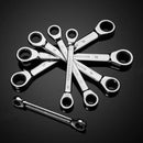 Double Box End Ratcheting Wrench set,Heavy Duty Cr-V Box Ratchet Combination Wrenches Gear Spanner set with Rack Organizer