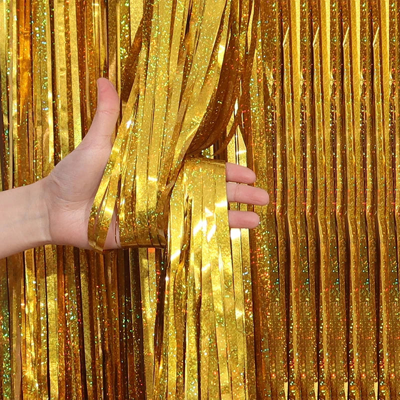 2/3M Party Background Wedding Decoration Foil Fringe Curtain Sequin Bachelorette Photo Backdrop Wall Curtain Birthday BabyShower