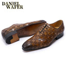 Luxuriöse italienische Leder-Abendschuhe für Herren, modisch, kariert, zum Schnüren, Schwarz Braun, Hochzeit, Büro, formelle Oxford-Schuhe für Herren