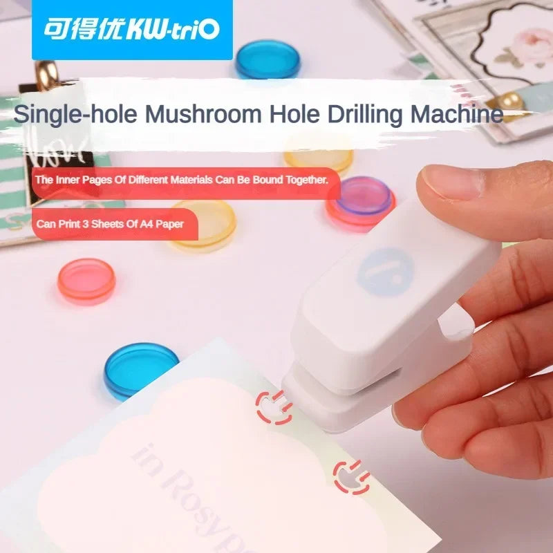 KW-TRIO Hole Puncher Single Mushroom Hole Punch For Handicrafts Card Craft Loose-leaf Paper Creative Stationery Office Gadgets