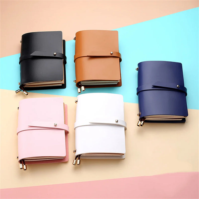 Soft PU Leather A5 Notebook Passport Style Solid Color Creative Fresh Loose-Leaf Notepad Student Stationery Diary Book 135x105mm